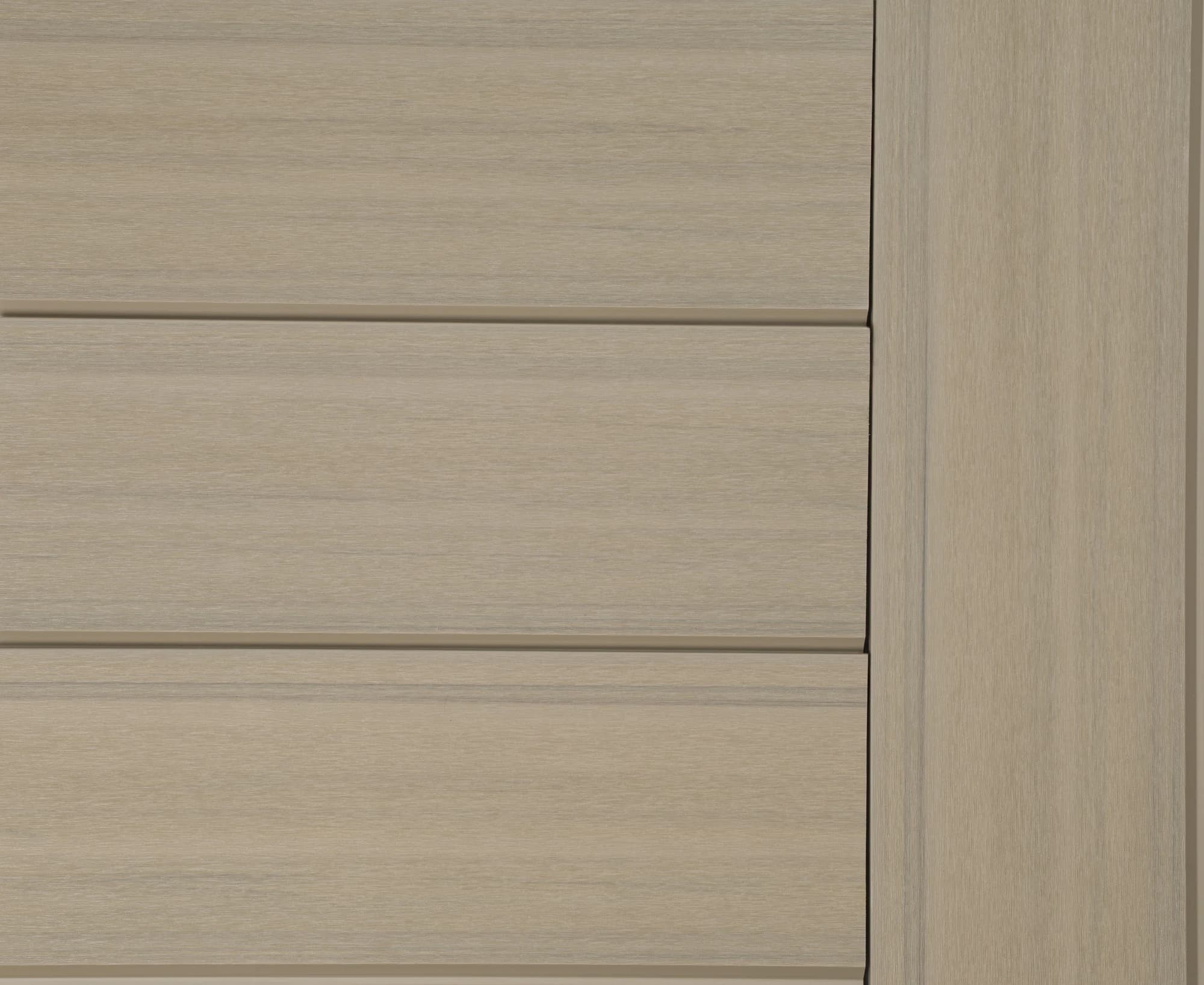 Wall Cladding WPC color Antique visto de cerca: superficie lisa y la junta fina entre tablas